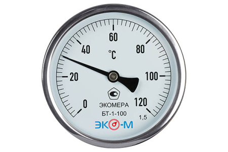 Термометр биметаллический ЭКОМЕРА БТ-1-100, 0-120С
